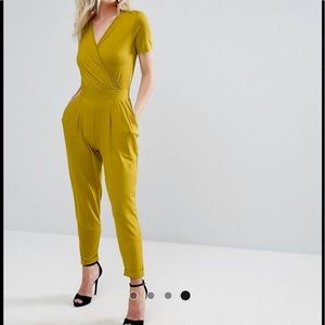 ASOS vivid olive stretch wrap jumpsuit with unique cutout back and pockets 6